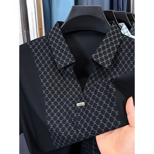 GY goldlion Jinlilai summer new scissor collar short-sleeved T-shirt for men for business casual skin-friendly comfortable and relaxed versatile half-sleeved WSTB/759 gray-green short-sleeved T-shirt L 115-135Jin [Jin equals 0.5 kg]