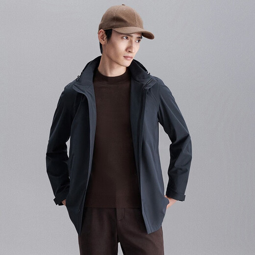 Angel Bird Loose Hooded Windbreaker Men's Casual Short Plush Lined Jacket ESW233005U Navy Blue 2XL-52