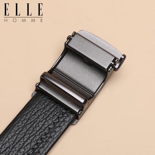 Elle Homme Herrengürtel Business Fashion Automatischer Schnalle -Gürtel, Top -Layer -Kuhspurgürtel, Herren 3235 Black 110 cm Geschenkbox