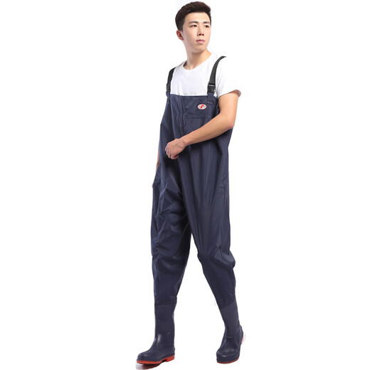 Tongrubi waders, half-length rain pants, waterproof men's electric fishing rain boots, one-piece full-body fishing leather fork clothes plus black classic 75 silk 41