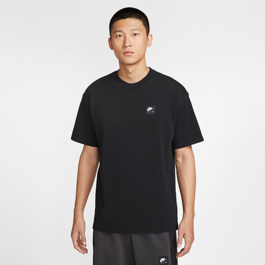 Camiseta suelta de Nike Men's para otoño nuevo algodón suave y confortable Nike Air HQ9249 010 Negro 3xl