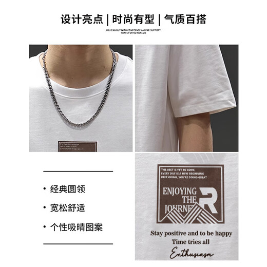 
JEEP SPIRIT Jeep pure cotton short-sleeved T-shirt men's summer 220G heavy loose retro half-sleeved trendy men's top