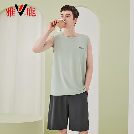Yalu lanjing modal pijamas de algodón pantalones cortos de verano para hombres se puede usar ropa casera de pijamas para hombres se puede usar fuera de roca gris bxm679b l