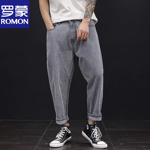 Lomon Sommer große Jeans mit großer Bein-Jeans lose lose locker trendige Fettstudentin neun-Punkte-Hosen-Hosen Fettbeine Kurzdicke Beinhosen CXS9904 Hellblau [Hosen] 28 Geeignet für etwa 100 Jin [Jin gleich 0,5 kg]