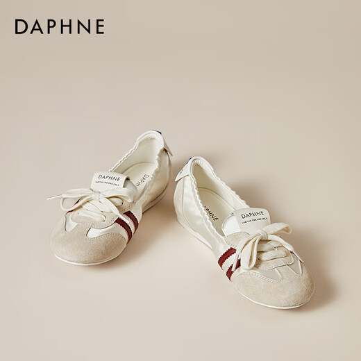 Daphne shallow mouth ballet dance shoes for women flat low heel lightweight commuter breathable sports and casual shoes Beige 38