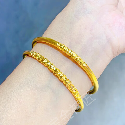 Gold Curly Grass Pattern Ancient Method Inherited Ring Bracelet for Women 999 Gold Clad Silver Fashion Wedding Gift for Girlfriend 5MM Curly Grass Pattern Bracelet 64 Circles