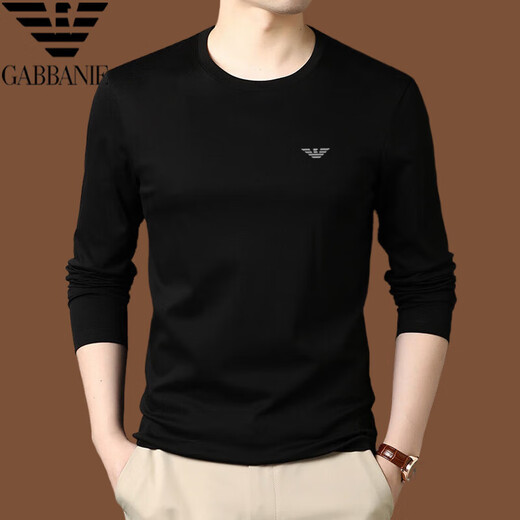 ARMANIBR ARMANI 2024 Neuer Feder- und Herbst-Dünn-Langarm-T-Shirt-T-Shirt Herrenrunde Hals reine Baumwoll-Basis-Hemd Hemd Black V-Ausschnitt 9922 Einzelgröße 165/m Empfohlen