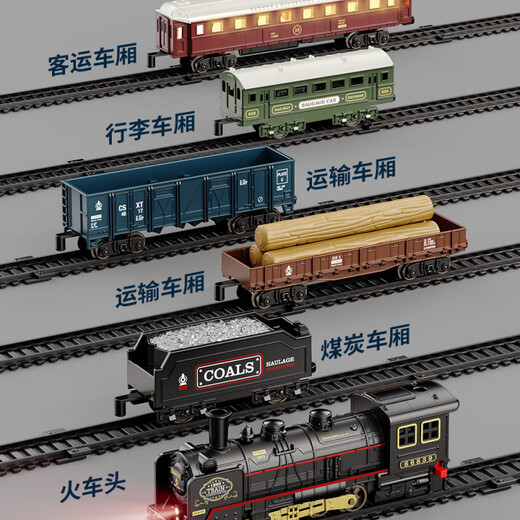 Simulada Electric Retro Retro Thomas Train Pack Toys Toys de alta velocidad para niños Modelo de automóvil de automóviles de alta velocidad Batería - Locomotora eléctrica retro + 3 carro + 14 vías