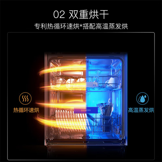 SIEMENS 14 sets of large-capacity built-in dishwashers with intelligent sterilization and disinfection, first-class water efficiency SJ43HS01KC