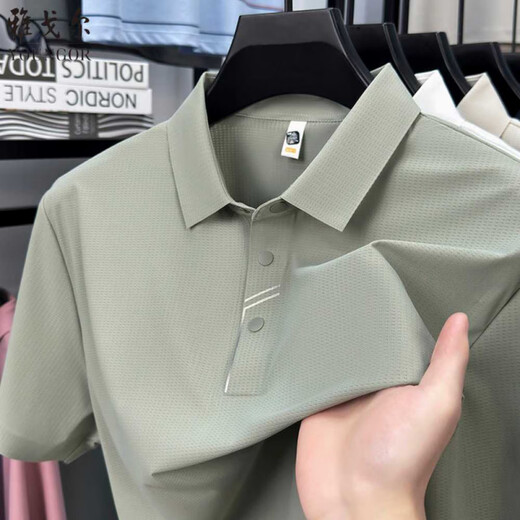 CEO Yageo Summer High-End-Kurzärmer-T-Shirt im mittleren Alter im mittleren Alter, das das verspottungslose Eisseide-Polo-Hemd Laderis-Color Closen-Top 15810 Baolan L 50 (126-140jin [Jin ist gleich 0,5 kg]))
