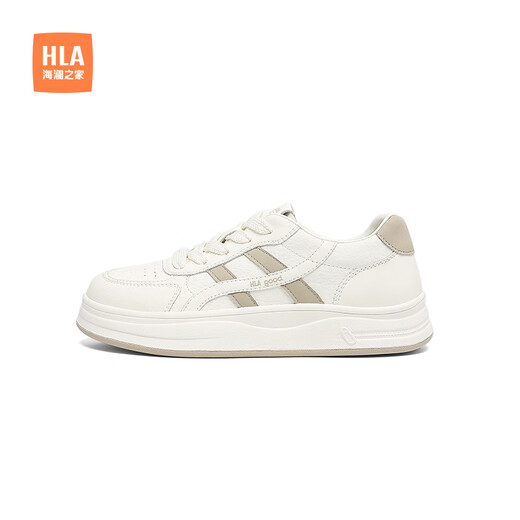 HaiLan Home (HLA) women's shoes casual sports lightweight and high-rise casual board shoes small white shoes HDAYXW2CDQ097 rice apricot color 35