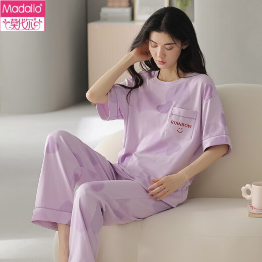Modal Pyjamas für Frauen im Frühjahr und Sommer kurzärmelige Hosen reine koreanische Baumwollstudenten können reine Baumwoll-Kleidungsanzüge im Sommer im Sommer YZT9719 Kurzlänge L (100-120jin [Jin gleich 0,5 kg]) tragen)