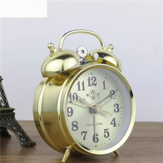 Extra lauter Sound Wake Up Horseshoe Mechanische Uhr Vintage Retro Nostalgic Metall Bewegung Manualuhr Wecker Blau Bronze 1585 [Batteriemodell]