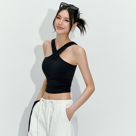 LULUUVTTOH all-in-one halter neck yoga bra for women summer new Pilates vest sports outer fitness wear black L