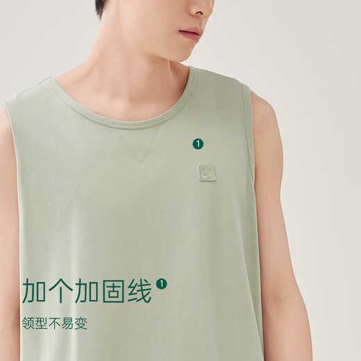 Anzhiban JuhaoSleep Couple Pajamas Summer Elastic Cotton Loose Solid Color Vest Shorts Men's and Women's Home Clothes Set Grass Green Male 2XL