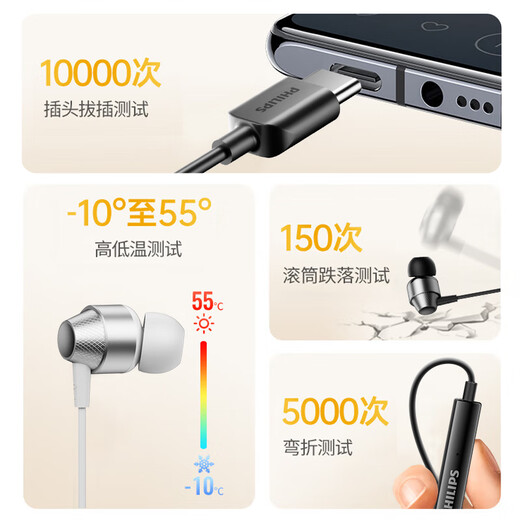 Philips (PHILIPS) type-c headphones wired Apple iPhone15ProMaxPlus Huawei mate60p50 Honor Xiaomi Redmi mobile phone iPad tablet Android semi-in-ear type