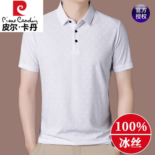 Pierre Cardin 100% Camiseta de manga corta de seda de hielo para el verano de los hombres nuevos polos de la solapa de mediana edad POLO POLO y transpirable