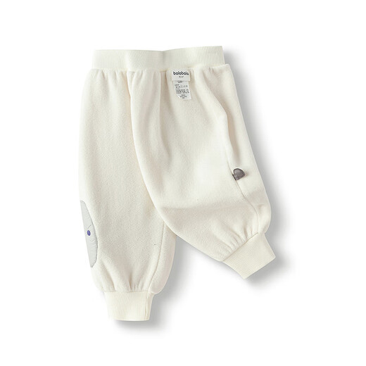 Balabala children's clothing baby pants children's trousers baby 2025 winter clothing boys and girls sweatpants polar fleece thickened fashion milk white 90