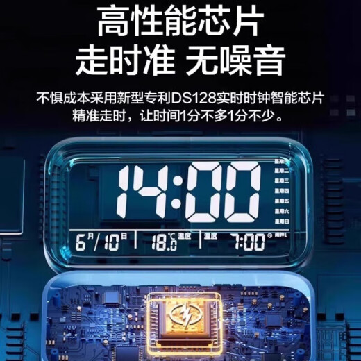 
Xiaomi Youpin Electronic Alarm Clock Bedside Luminous Multifunctional Student Special Digital Alarm Clock Smart Dormitory Electronic Clock 1047 Blue Voice Broadcast Temperature Display Battery Model