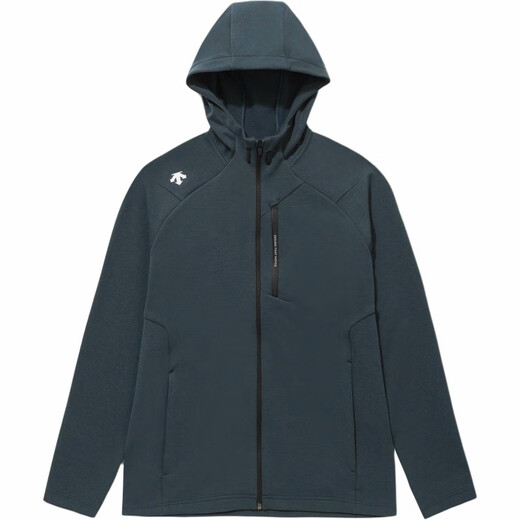 
DESCENTE solid color logo printed hooded zipper stretch long sleeve jacket jacket for men and women black 100