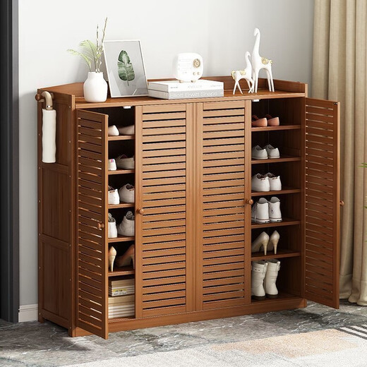 DSRAWMYT Nan Bamboo Shoe Rack Entry Door Household Porch Cabinet Integrated Door Dustproof Shoe Storage Cabinet Rental House Shoe Cabinet
