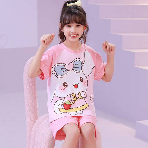 Детская пижама Pure Cotton Cotton Completeed Summer Thin Beaver Ruby Loppy Cartoon Little Girl Home Clothing Set 6629# Pikachu 145 размер 16 рост 138 см.