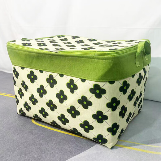 Fantasy clothes storage bag organizer bag three-layer thickened canvas zipper storage box with lid moisture-proof large-capacity quilt foldable three-layer thickened canvas 60 liters peony