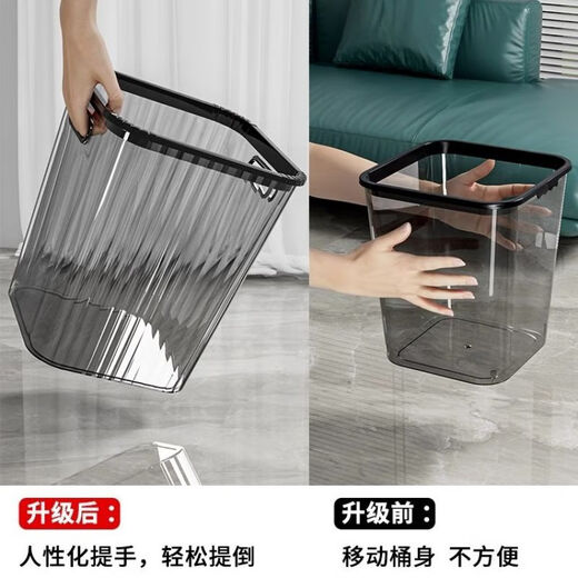 莎爱洁家用大号轻奢垃圾桶客厅创意PET透明垃圾筒办公室大容量简约纸篓 9734方垃圾桶-蓝色