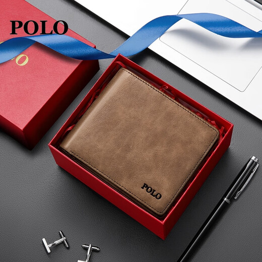 Polo billetera capa de cabeza para hombres billetera billetera bolsita de tarjeta múltiple bolsas de conducción en bolsas de conducción de billetera corta caja de regalo regalo
