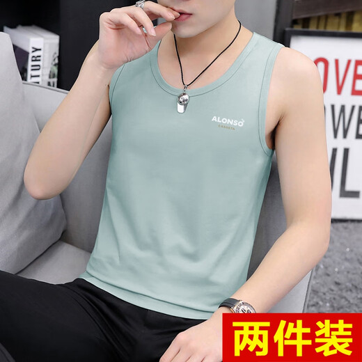 Mojy Men's Clothing 2025 Новый жилет с базовой рубашкой чистый хлопок без деформации подросток фитнес и на открытом воздухе.