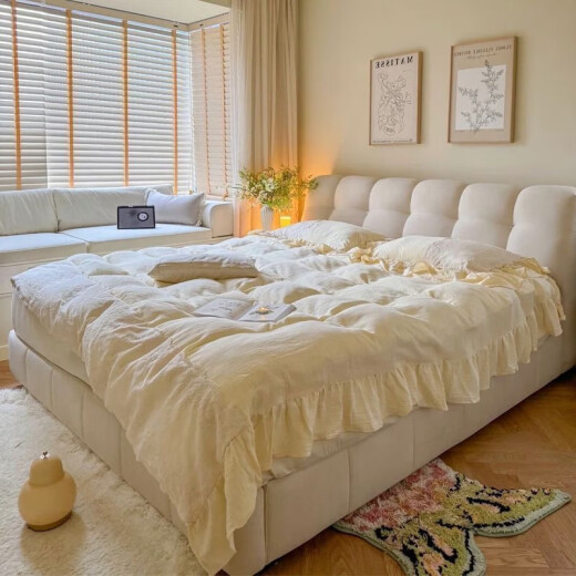 
Disney Puff Bed Cream Cat Fleece Cloth 1.8m 2m Double Cloud Bed Simple Storage Master Bed 671# Bed + Environmentally friendly Mountain Brown Mattress 1.5*2.0m Frame [15cm Silent Bed Board]