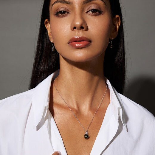 Goselon Tahitian Black Pearl Pendant Ice Queen S925 Silver Seawater Pearl Necklace 10-11mm