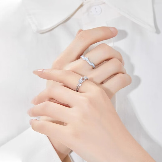 AIF forget-me-not couple ring for girls, 999 sterling silver ring, men's Valentine's Day birthday gift for girlfriend, forget-me-not couple ring, Qicang Straight Hair