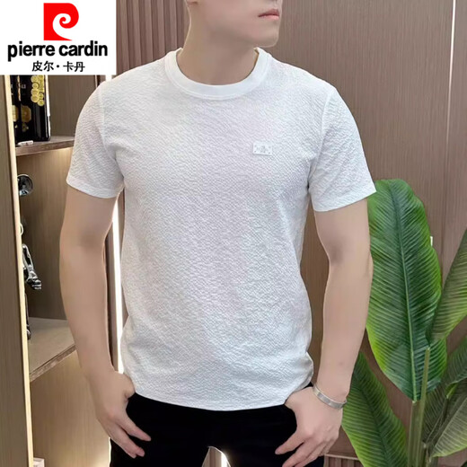 
Pier Cardin 2025 new men's short-sleeved T-shirt in summer, versatile round neck cool feeling, high-quality trendy half-sleeved ice silk shirt 1105 white, light luxury texture M 90-120Jin[Jin equals 0.5 kg]