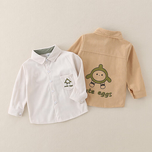 Boys' literary shirts 2025 spring and autumn new style children's handsome Korean shirts and jackets, trendy style for small and medium-sized children, coffee color 120 cm