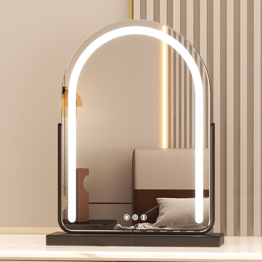 Nalansi LED makeup mirror with light vanity mirror desktop desktop smart home master bedroom internet celebrity anchor rotatable bulb black paint 3-3 50x70cm