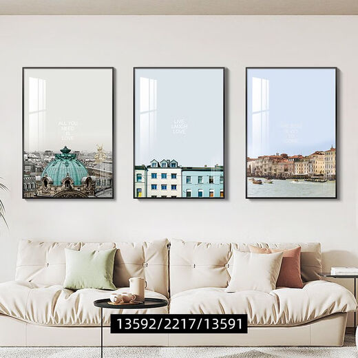 Jipindi Wohnzimmer Dekoration Malerei Moderne einfache Stil Ins Landschaft Wandmalerei Sofa Hintergrund Wandhängemalerei Triple Mural 13582/13589/13581 60*80 Elegantes Goldrahmen Kristallbild