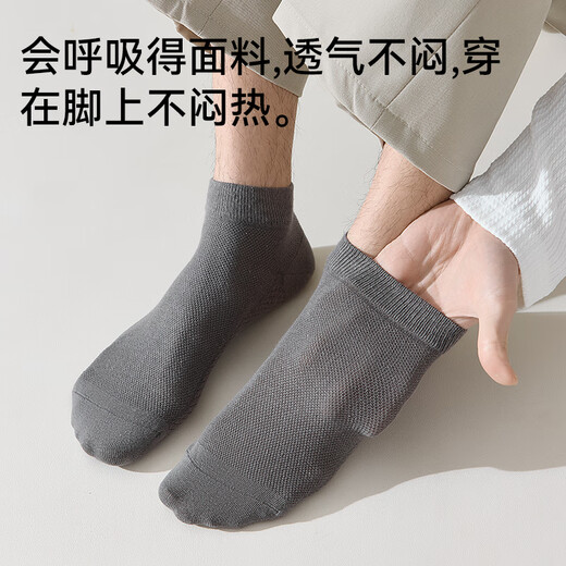 Catman (MiiOW) men's socks for men 25 years summer thin style [10A antibacterial 100% pure cotton] men's short tube mesh boat socks 6 pairs