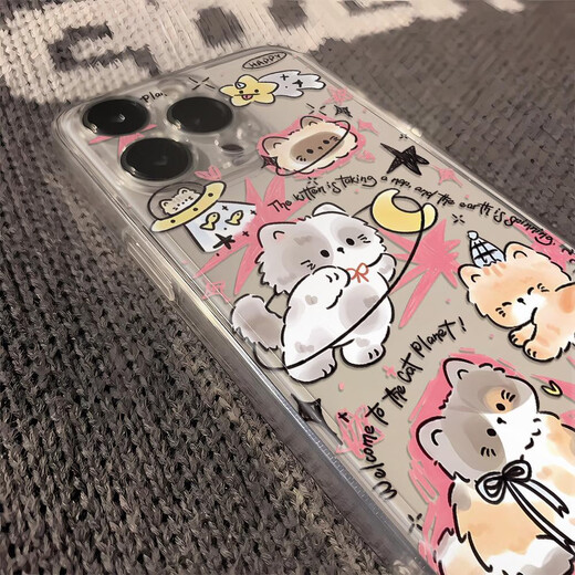 SMVP追月猫咪适用苹果14promax手机壳新款iPhone15proamx可爱13Pro卡 太空壳TPU-透明-NM9754追月猫咪 iPhone6sPlus