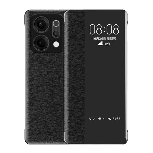 Gullfoss opporeno14手机壳opporeno14pro保护套全包5G男女简约商务Reno14pro皮套翻盖式防摔视窗轻奢外壳 臻选纳帕皮【黑色】翻盖式视窗皮套 OPPO Reno14