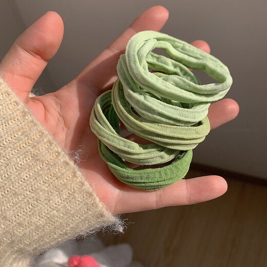 Hesiyu Seamless Matcha Green Hair Tie High Elasticity Rubber Band Hair Ins Headband Ponytail Thickened Matcha Green Mix and Match 10