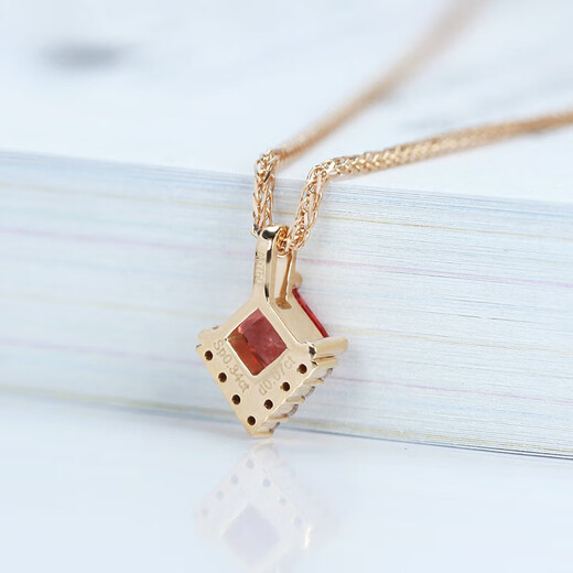 COASZE non-burning mahenge 18K rose gold pink spinel pendant natural diamond gemstone square necklace for women pink 34-point pendant + K gold 18-inch adjustable O-shaped chain