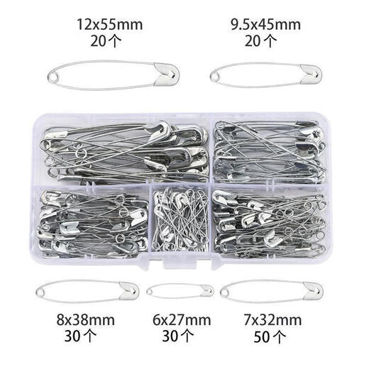 Old-fashioned safety pins multi-size brooch materials handmade diy jewelry paper clip tools boxed pins boxed pins gold-150 pcs/box