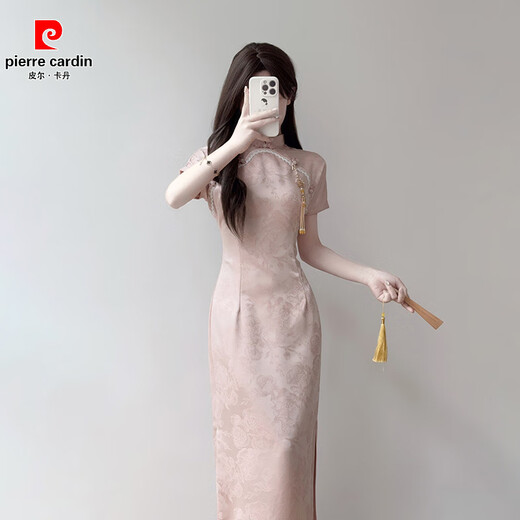 Pierre Cardin (Pierre Cardin) high-end cheongsam pink summer young style new Chinese girly style daily elegant Chinese style dress Spring Cheongsam Pink Does not include accessories M