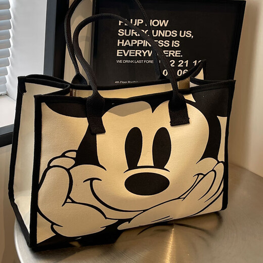 Qiangba Large Capacity Canvas Bag for Women 2025 New Cute Cartoon Shoulder Tote Bag Mummy Bag Outing Travel Tote Bag