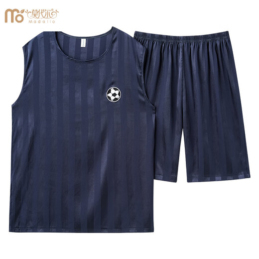 莫代尔睡衣男款背心无袖短裤两件套装夏天薄款冰丝凉感速干球服大码学生 【冰丝无袖套装】 Q9905 L 男【100-125斤】