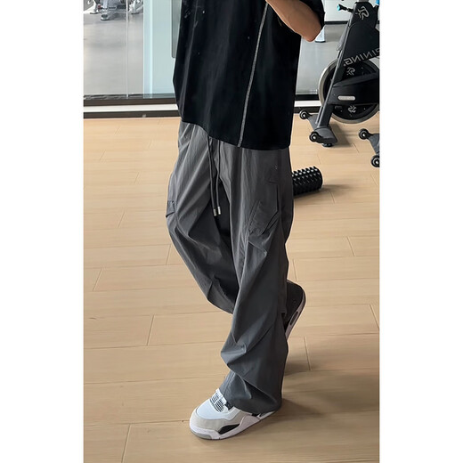
Fumile cleanfit paratrooper work pants men's summer American trendy outdoor hiking pants retro loose casual trousers dark gray XL