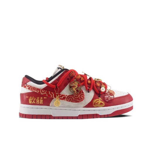 Nike (Nike) Dunk Dragon et Phoenix Chengxiang Wedding Chaussures comme vous Engagement Commémorative Bride Chaussures Red Low Top Sneakers personnalisés 35.5 Support Évaluation Faux One Pay