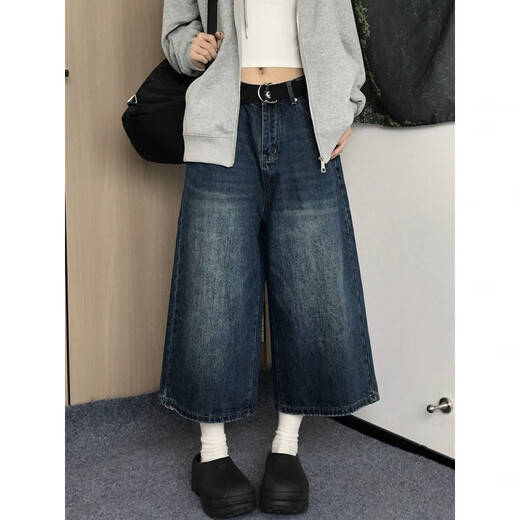 YNWWGW复古水洗做旧牛仔短裤女宽松显瘦七分潮 6189 M 【建议95-110斤】