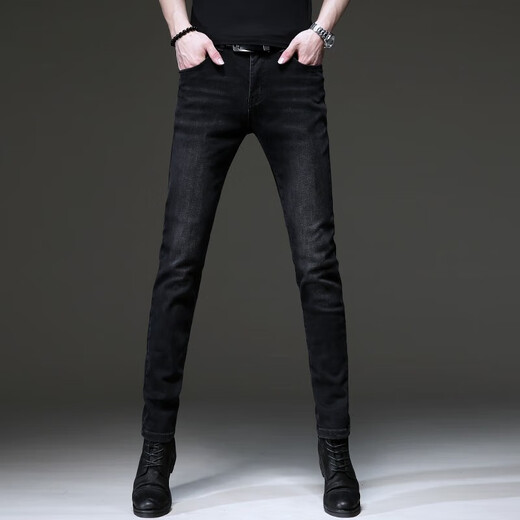 
Tommy Heelly high-end brand black jeans men's 2025 summer new Korean version trend retro small foot stretch pants men 1048 black 28 [two feet one]